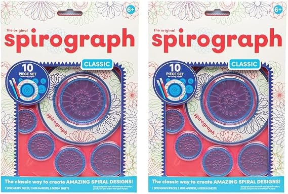Spirograph 10 Piece Set - Classic | Create Endless Designs | Fun Drawing Set | Create Beautiful & Unusual Patterns | Great Arts & Crafts Activity | for Ages 6+ (Pack of 2)
