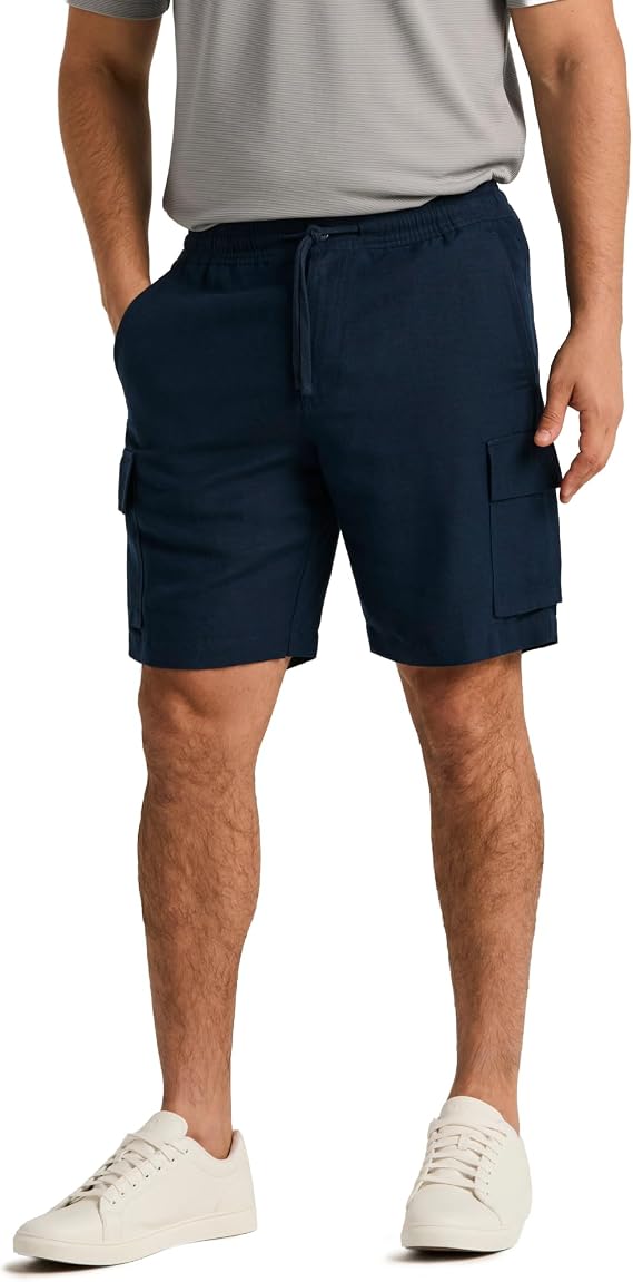 Cubavera Men's 8" Linen Blend Drawstring Cargo Shorts (Available in Big & Tall)