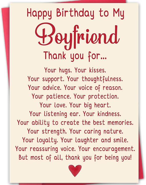 Happy Birthday Card Gifts for Boyfriend,Funny Birthday Card for Boyfriend,Romantic Birthday Gifts for BF,Happy Bday Card