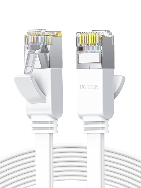 UGREEN Cat 6 Ethernet Cable 15M, Flat 5Gbps Pure Copper RJ45 | Flat Pure Copper Core for Stable Signal. Perfect for Gaming, Streaming, Office. Fits Xbox, PS5, Router, Modem, TV