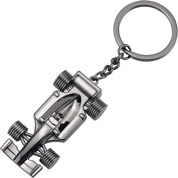 Black F1 Keychain 3D Metal Racing Model Keychain Formula One Keyring Driver Keyfob Accessories for Boyfriend Father Racing Enthusiasts Gifts