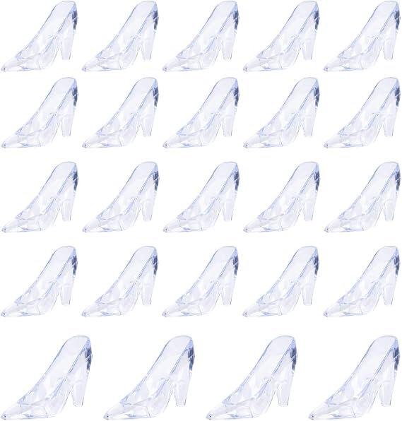ZYFLSQ Glass Slipper Cinderella Shoes 24 Pieces Mini Plastic Cinderella Slippers 3.5 Inch Glass Heels Princess for Wedding Birthday Party Table Favors Decoration (Clear)
