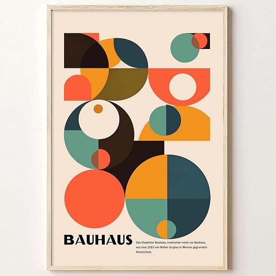 Bauhaus Canvas Wall Art Abstract Geometric Paintings Colorful Bauhaus Exhibition Posters Bauhaus Abstract Minimalist Wall Art Mid Century Modern Pictures Boho Geometric Art Prints 16x24inch No Frame