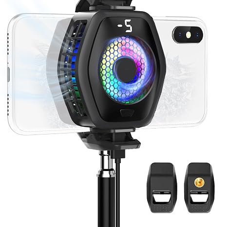 Jremreo 2-in-1 Magnetic & Clip-On Phone Cooler Semiconductor-Powered Gaming Cell Phone Cooling Fan Radiator for iPhone/Android/iPad/Tablet Gaming, Video Calls, Live Broadcasting, and Vlog Use