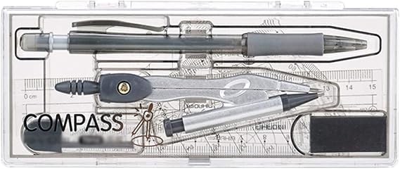 Maths Geometry Set Compasses, Maths Set Geometry Set,Maths Protractor Set, Compass set Study Geometry Compass 8 Piece Set with Shatterproof Storage Box Drawing Tools Includes Ruler Protractor Compass