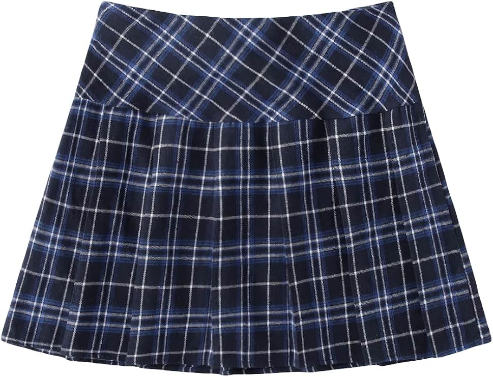 WDIRARA Women's Y2k Cheer High Waist Mini Pleated Plaid Skirt