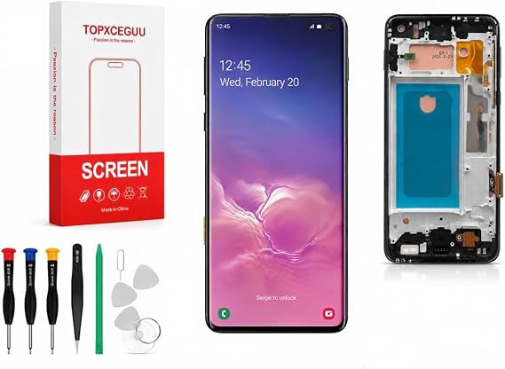 Samsung Galaxy S10e用LCDスクリーン交換フレーム付きグレー