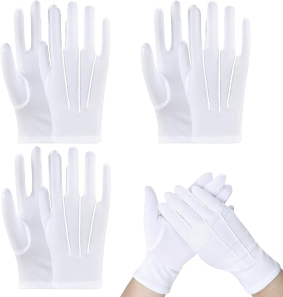 White Gloves, Stitched White Gloves for Men and Women,