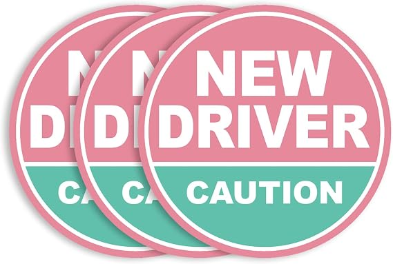 GEEKBEAR New Driver Magnet for Car, Circle, 3 Pack (Light Pink/Turquoise)