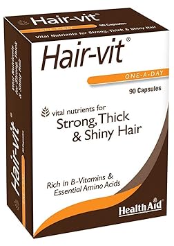 HealthAid Hair-VIT Hair Support Supplement Once Daily Formula with Biotin, B-Complex Vitamins & Amino Acids Helps Support Strong, Thick & Healthy-Looking Hair for Men & Women 90 Capsules*