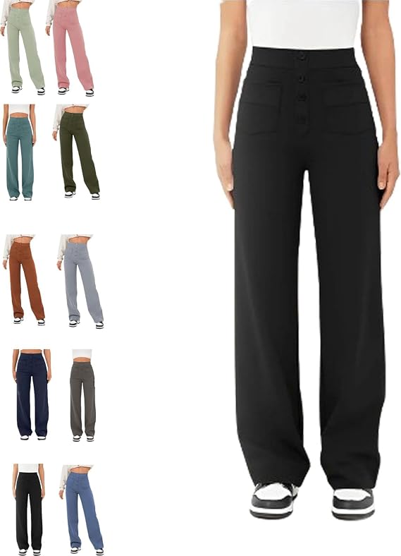 Women's Casual High Waist Stretch Pants, Flexi Pants for Women, Straight Leg