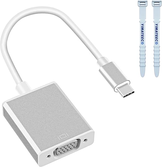 USB C to VGA Adapter for Monitor Projector HDTV, USB 3.1 Type C to VGA Converter Male to Female Video Cable with Aluminium Shell Compatible with MacBook Pro/Air, iPhone15/16 Pro, PC Laptop