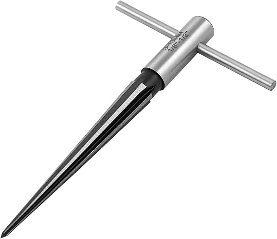 QWORK Tapered Reamer (1/8" / 3mm - 1/2" / 13mm) Straight Flute Handle T Handle Tapered Reamer Tool for Wood Plastic, Carbon steel