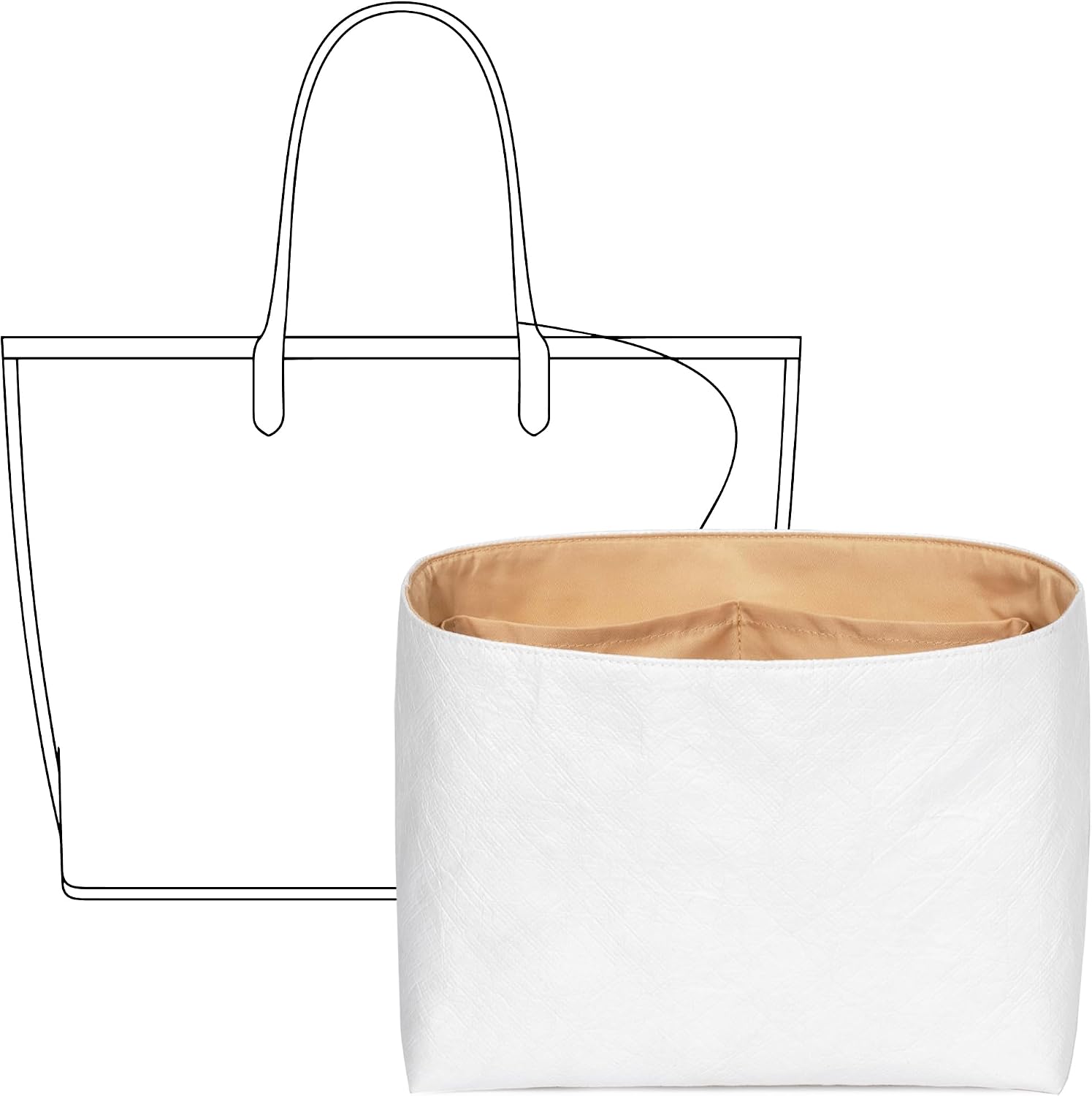 Tote Bag Organizer Insert for GOYARD Anjou Mini Handbag Custom Fit Premium Vanilla Lightweight Waterproof Wallet Insert with Cup Holder Accessories