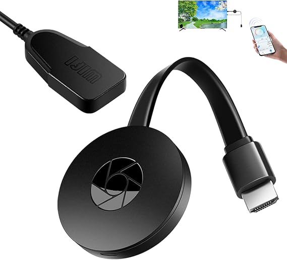 Chromecast, Chromecast Device for TV, WiFi Wireless Display Dongle, Wireless Display Adapter 4K Streaming Dongle for TV, Supports Android/IOS/Windows/Mac/Projector