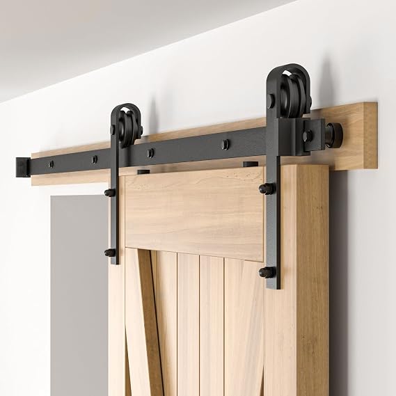 7FT Sliding Barn Door Hardware Kit for Single Door-Sturdy&Smoothly&Quietly-Heavy Duty-Easy to Install, Fit 40"-42" Wide Door(J Shape Hanger)