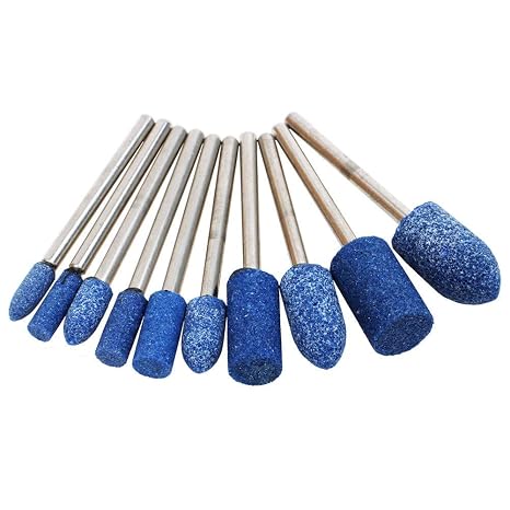 10PCS Rotary Tool Sanding Bits, 1/8" Shank Grinding Stones