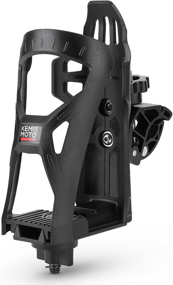 KEMIMOTO Upgraded Motorcycle Cup Holder 3.5" Adjustable Bike Bottle Holder | Universal 0.6-1.56 Bar Fit, 12-28oz Metal Clamp, Shatterproof, for ATV Motorcycle Scooter Walker Bike Golf Cart (1)