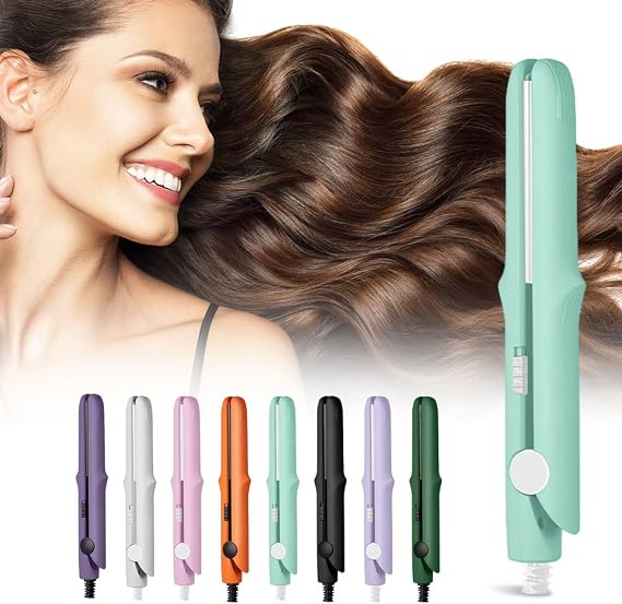 Mini Dual Purpose Curling Iron, 2026 New 2 in 1 Mini Curling Wand & Flat Iron Hair Straightener, Portable Travel Curling Wand for Women Short Hair, Hair Straightener for All Hair Types (Green)