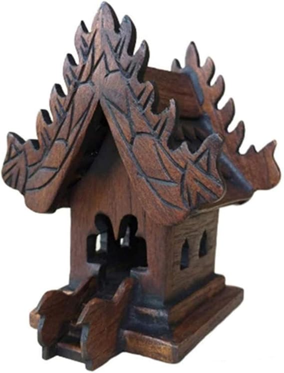 Mini Temple Tabletop Thai Small Buddha Buddhist Spirit House SanPraPhum Teak Wood Handmade Decor or Gift