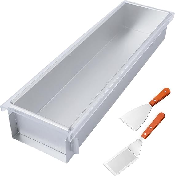 Rectangular Cake Pan Aluminum Cheesecake Pan Includes Acrylic Lid & 304 Stainless Steel Metal Spatula Removable Frame Bundt Cake Baking Molds for Tiramisu Cheesecake Mousse(Removable) (1)