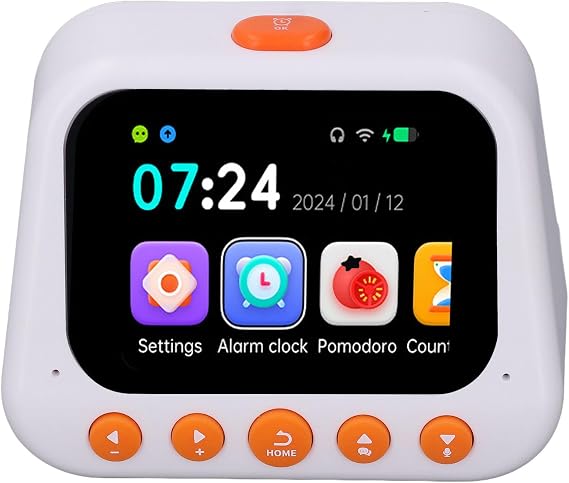 AI Smart Clock for Students, Artificial Intelligence Learning Machine with Voice Time Manager, Multifunctional Translator, Early Education Alarm Clock, 1500mAh Built-in Battery