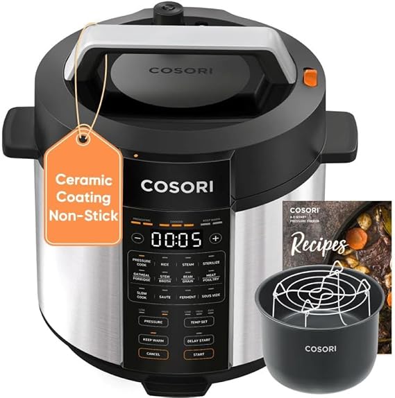 Cosori Pressure Cooker 6QT, 9-in-1, Ceramic Coating Pot, 12 Safety Features