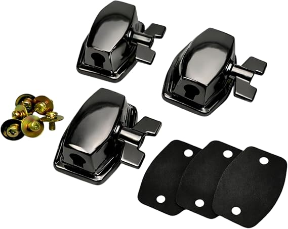 ROSS Percussion Tom/Floor Tom Leg Bracket Mount Set for Acoustic Drum Shells 3 Pack Black Nickel Metal Hardware