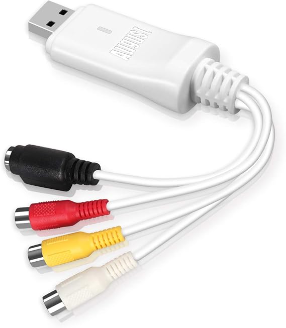 August VGB300 USB Video Grabber with RCA & S-Video Input for Windows&macOS | USB 2.0 Video Capture Card Plug&Play, Transfer VHS/VCR/Hi8/8mm/MiniDV& Camcorder Tapes to PC, Video Adapter for Xbox/360/PS3