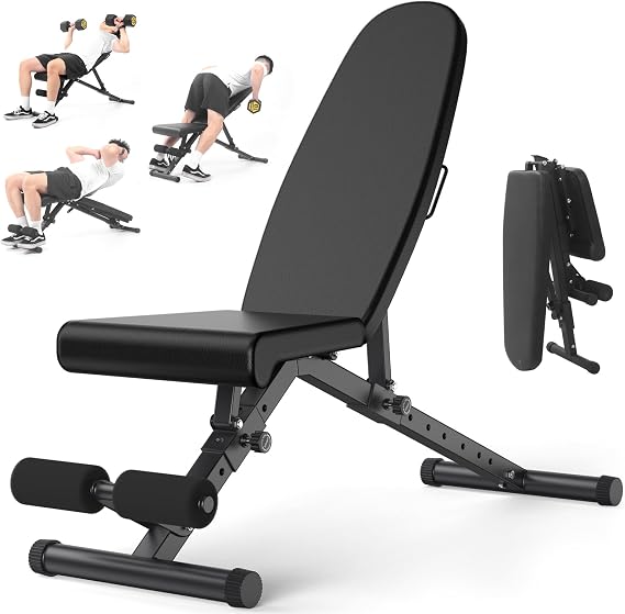 Weight Bench, 900LBS Adjustable Strength Training Bench for Full Body Workout With Fast Folding, for Home Gym