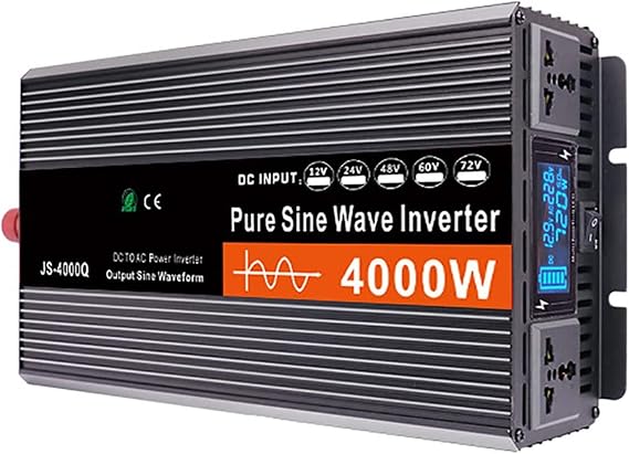 Pure Sine Wave Inverter 12V to 220V 3000W-6000W Peak Power Converter DC to AC with LCD Display, for Car Boat Truck RV Solar Power,4000W-12Vto220V