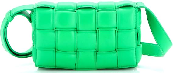 Pre-Loved Cassette Crossbody Bag Padded Maxi Intrecciato Leather Small, Green