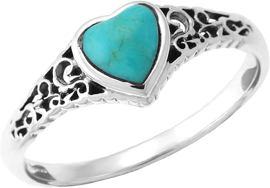 Boma Jewelry Sterling Silver Turquoise Heart Ring
