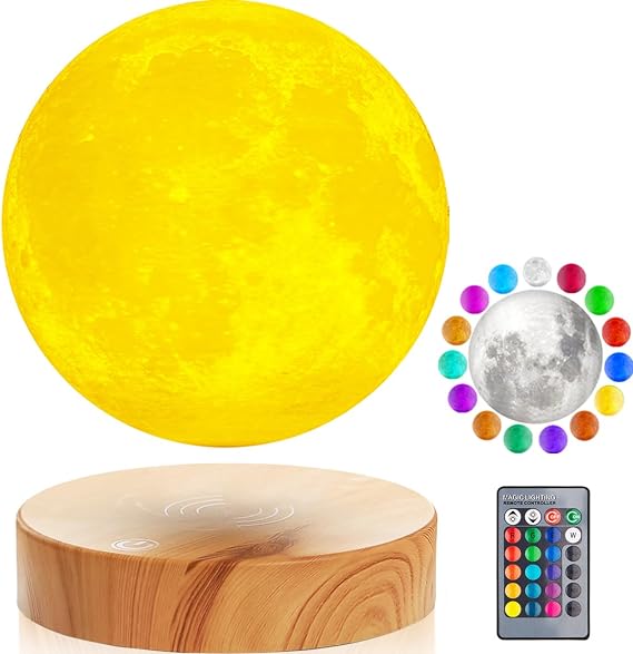Magnetic Levitation Moon Lamp Night Lamp-3D Print 16 Colors Floating Moon Lamp Remote,Home Decor Gadgets & Tools, Romantic Gifts for Family Friends Lovers