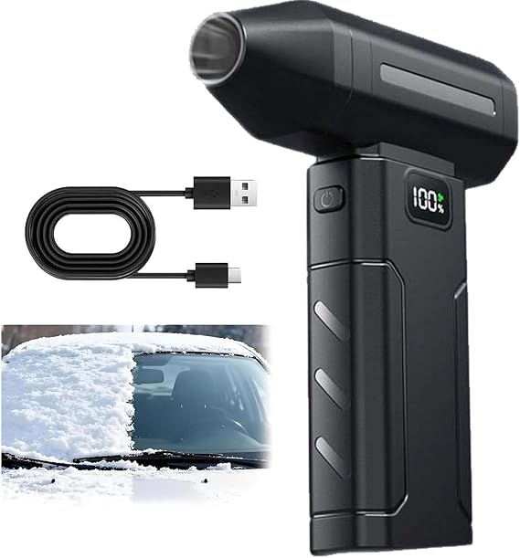 Mini Turbo Snow Blower, Snow Master Pro LED Turbo Blower, 100,000 RPM Portable Snow Removal Tool for Cars & Driveways, 3-Speed & Fast Snow, USB Rechargeable, Ergonomic Design