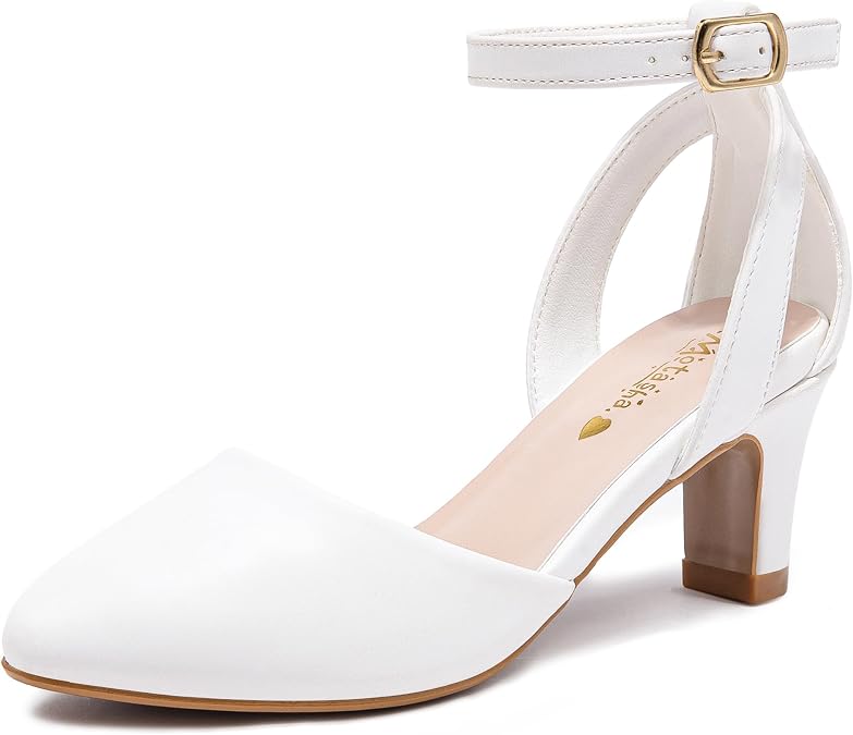 Motasha Girls Dress Shoes Girls High Heel Sparkly Flower Girl Shoes Closed Toe Ankle Strap Princess Girl Pump for Little Big Kids Formal Wedding Party Birthday