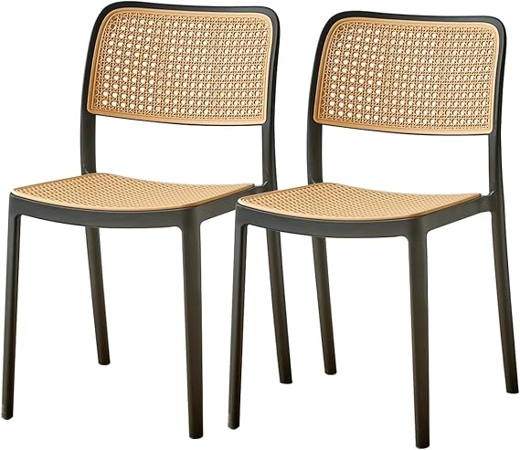 Living Room Accent Chair Plastic Guest Reception Chairs Leisure Patio Chair Dining Chair for Kitchen Dining Room Restaurant, Hollow Backrest & Seat (Color : Black)