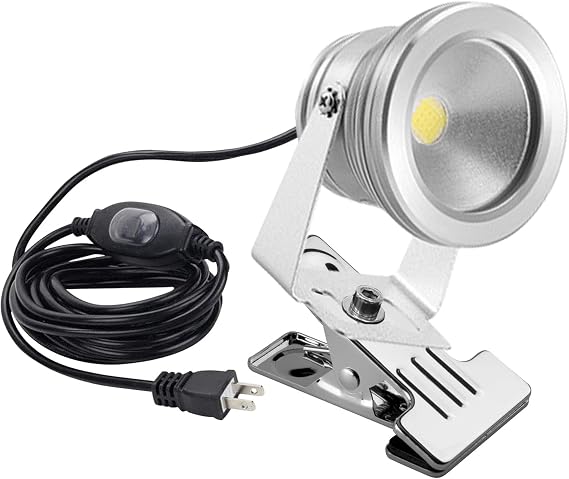 Kiven Plug in Spotlight 10W Waterproof LED Clip-on Light, Plug in Landscape Light with 9.84ft Plug in Cord and On/Off Switch for Hallway Garden Patio Yard Flag(Cool White)