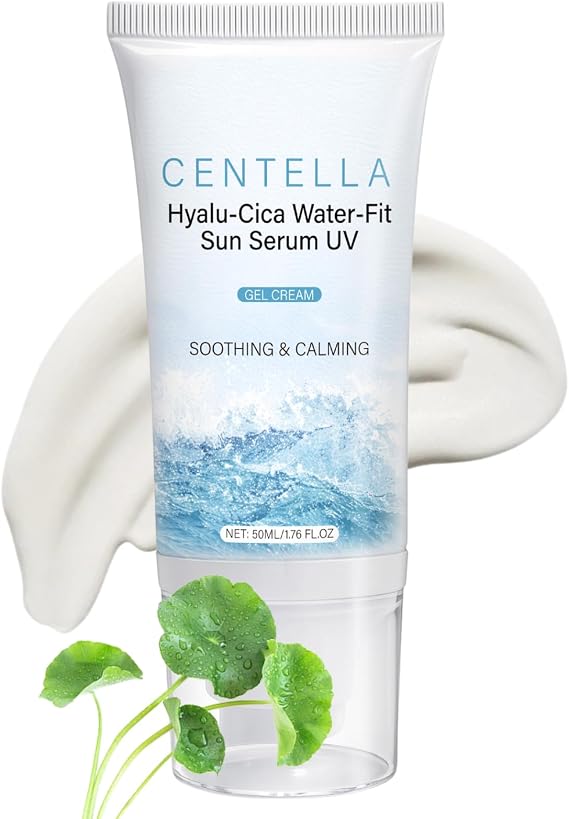 Madagascar Centella Sunscreen SPF 50+, Hyalu-Cica Water-Fit Sun Serum PA++++, Lightweight Face Sunscreen Gel Cream, Non-Greasy & No White Cast, Soothes Sensitive Skin, Hydrating UV Protection