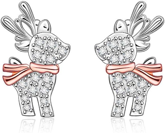 Christmas Reindeer Earrings Sterling Silver Christmas Gifts for Women Reindeer Stud Earrings Jewelry for Holiday