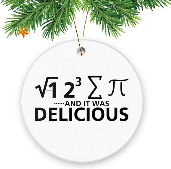 Christmas Ornaments for Family,Math is Delicious, Funny Ceramic Keepsake Home Xmas Tree Decor