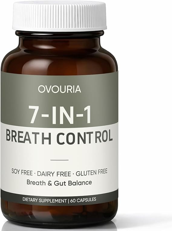 Ovouria Breath and Gut Balance, 7-in-1 Advanced Breath Restoration Formula for Oral & Digestive Balance, Helps Manage Bad Breath Naturally, Vegan & Non-GMO, 60 Capsules