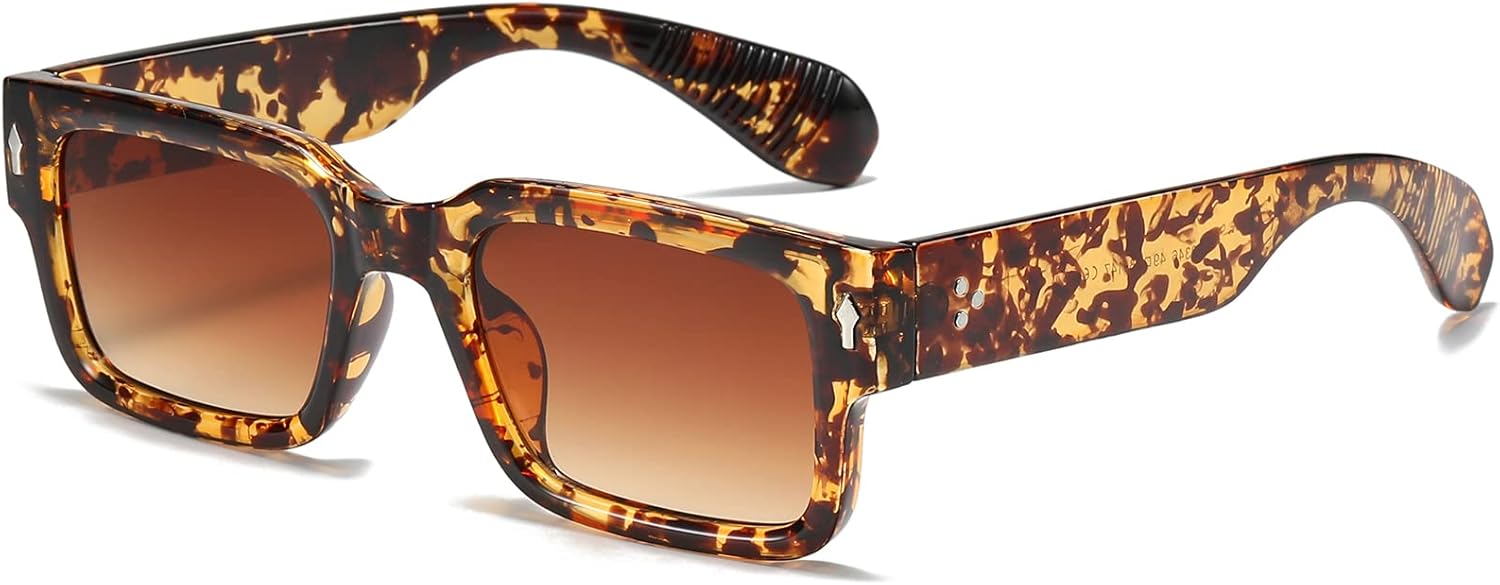 EYLRIM Square Frame Sunglasses for Women Men Trendy Chunky Rectangle Sun Glasses Black Shades UV400 Protection