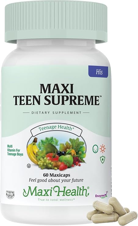 Maxi Health Teen Vitamins for Boys 12-17, Teen Multivitamin (60 Count)