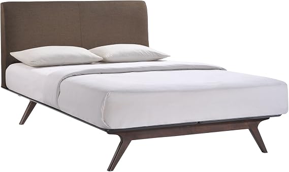 Mid-Century Modern Wood Platform Queen Size Bed