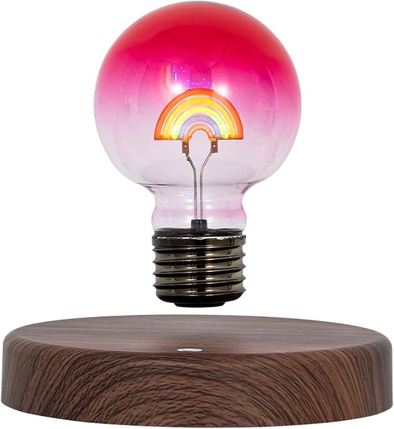 Levitating Bulb Lamp Magnetic Floating LED Light Desk Lamp Table lamp Night Light, 360 Degree Automatic Rotating Light for Unique Gifts Room Home Office Decor(Rainbow Light Bulb)