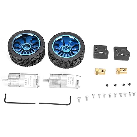 2 Pcs DC 6V 280RPM 25GA370 Gear Motor 4mm Shaft with Mounting Bracket 65mm Wheel Kits  with Metal Gear for Smart Toy Car Robot Printer