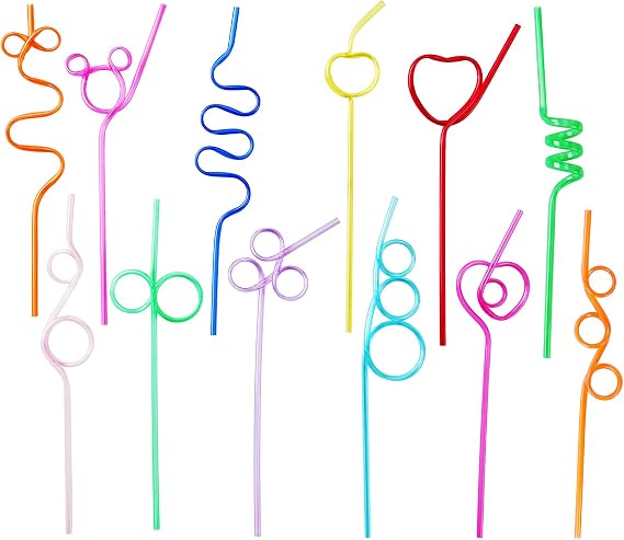 24 Pcs Silly Crazy Straws for Kids Reusable Plastic Loop Curly Crazy Drinking Straws for Classroom Activities Valentines Day Gift Christmas Birthday Wedding Party Supplies Decoration | For Classroom Activities, Valentine Christmas Birthday Party Supplies & Decoration