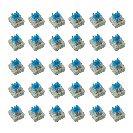 30 Pcs Clicky Mechanical Switch Blue Type with White Base Dustproof Design Pre Lubricated Switch for Gaming Keyboard and Typing Keyboard Replacement