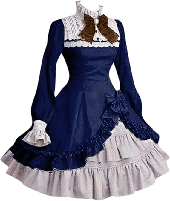 QWENTMTNTY Kawaii Lolita Dress for Women Sweet Anime Dress Medieval Princess Gothic Dress Plus Size Renaissance Dress Short